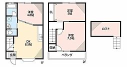 JR武蔵野線 新秋津駅 徒歩17分の賃貸テラスハウス 1階3LDKの間取り