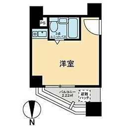 八丁堀東豊エステート ワンルームの間取図画像