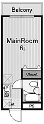 堀江新井マンション ワンルームの間取図画像