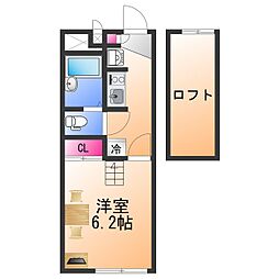 レオパレスセルボ 1Kの間取図画像