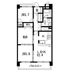 パールリバー 3LDKの間取図画像