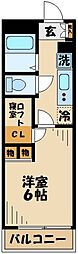 レオパレス砂漠のバラ 1Kの間取図画像