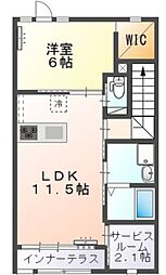 ファインシアII 2階1SLDKの間取り