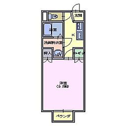 ドリームハウス作道B 1Kの間取図画像