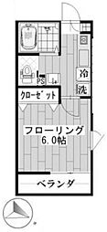 Shiba-San宿河原 1Kの間取図画像