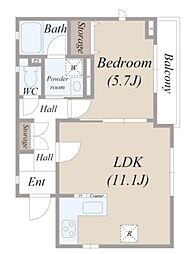 グランヴィラージュ 2階1LDKの間取り