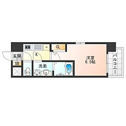 エスリードRESIDENCE大阪福島CITYWEST 1Kの間取図画像