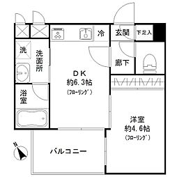 サンヒルズ大橋駅前 1DKの間取図画像