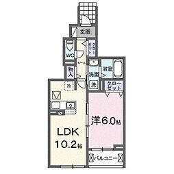 フォンテーヌV 1LDKの間取図画像
