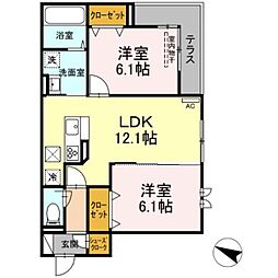 ゼフィール 2LDKの間取図画像