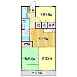 エリジアハイツ桟橋 3DKの間取図画像