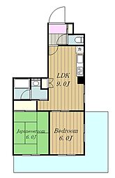 ユーコート稲田堤 3階2LDKの間取り