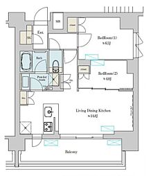 Brilliaist上野稲荷町 2LDKの間取図画像