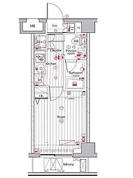 プレミアムキューブ広尾 6階1Kの間取り