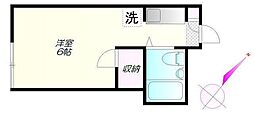 コーポラス佐方 ワンルームの間取図画像
