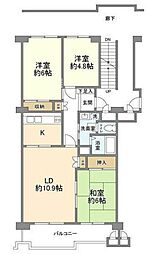 梶が谷プラザビル 3LDKの間取図画像