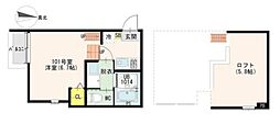 大阪市住吉区墨江1丁目アパート 1Kの間取図画像