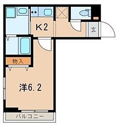 LaLa神泉 1Kの間取図画像
