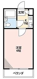 フラワーコーポ 1Kの間取図画像