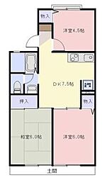 サンパレス2 3DKの間取図画像