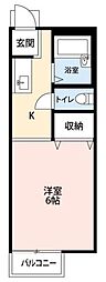 オークヴィラ 1Kの間取図画像