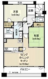 ゼファー鎌倉由比ガ浜 2LDKの間取図画像