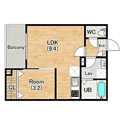 神戸市西神・山手線 上沢駅 徒歩4分の賃貸アパート 2階1LDKの間取り
