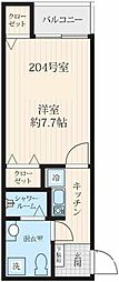 Fossette新大橋 1Kの間取図画像