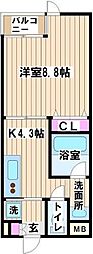 サン・パラッツオ6番館 1Kの間取図画像