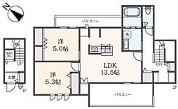 (仮称)稲城市押立ヘーベルメゾン 2LDKの間取図画像