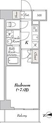 MYRIARESIDENCE浅草橋 1Kの間取図画像