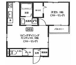 メゾン桜新町 1LDKの間取図画像