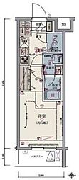 リヴシティ世田谷上馬 1Kの間取図画像