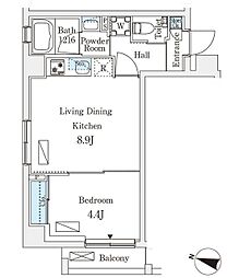 フルハウス飯田橋 1階1LDKの間取り