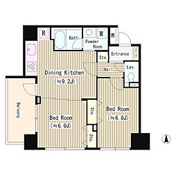 ガルデニア蔵前 6階2DKの間取り