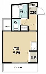 モンシャトー参番館 ワンルームの間取図画像
