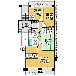 西福岡マリナタウンリベーラガーデンセントラルイースト 3LDKの間取図画像