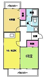 フレスカ21A 2LDKの間取図画像