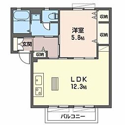 エスペランサハイツA 1LDKの間取図画像