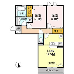 ルシエルメイキラB棟 2LDKの間取図画像