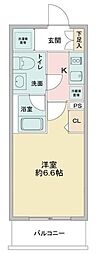 ラドゥセールお花茶屋2 1Kの間取図画像
