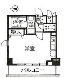 パインコート梅屋敷 ワンルームの間取図画像