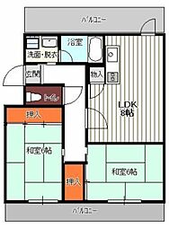 グランピア今宿3 2LDKの間取図画像