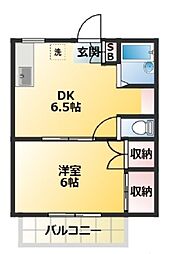 さつきコーポ 1DKの間取図画像