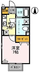 エスポワール 1Kの間取図画像