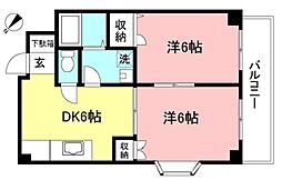 メゾンクレール 2DKの間取図画像