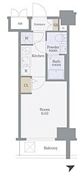 RisingPlace大森 1Kの間取図画像