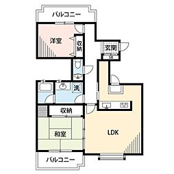 コープ野村緑山ヒルズ弐番館 2LDKの間取図画像