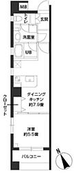 カスタリア新富町4 1DKの間取図画像