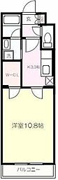 アロースベール 1Kの間取図画像
